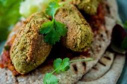 Falafel in pitta breads with homemade salsa