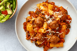 Rigatoni with vegan balls