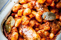 Sausage, potato and butterbean casserole