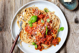 Vegetarian Bolognese dish on a plate