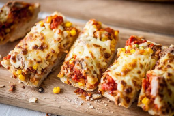 Tuna and sweetcorn ciabatta pizza and salad