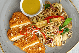 black-garlic-noodles-served-with-crispy-garden-gourmet-katsu-and-ginger-curry-sauce