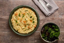 truffle butternut squash risotto dish served with side salad