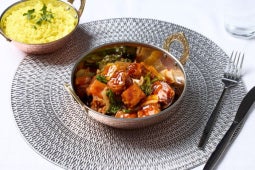 vegetarian chilli paneer with indian masala chilli sauce dish plated