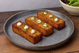 truffle hashbrowns with truffle mayo dish plated