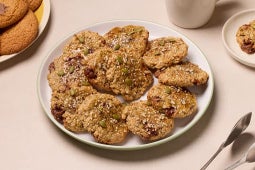 Oat cookies with seeds and chocolate pieces.