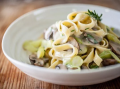 Creamy leek and mushroom tagliatelle