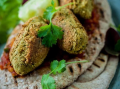 Falafel in pitta breads with homemade salsa