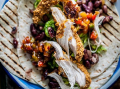 Mexican chicken tortilla with a mixed bean salad
