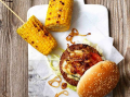 Vegetarian cheeseburger served on a plate