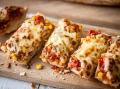 Tuna and sweetcorn ciabatta pizza and salad