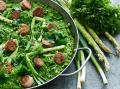 Garden Gourmet Vegan Sensational Cumberland Sausage used in a Green Risotto Recipe