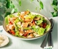 Vegetarian Caesar Salad with Garden Gourmet fillet pieces