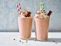 two kitkat milkshakes