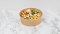 veggie poke bowl with chicken style fillet pieces