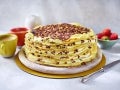 Chocolate Crepe Cake with KITKAT Sauce and wafer and chocolate chips on top