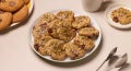 Oat cookies with seeds and chocolate pieces.