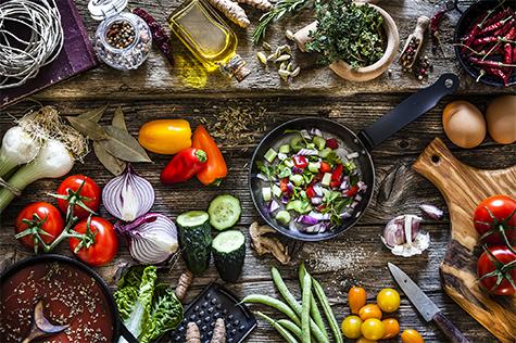 Sustainable vegetables on table