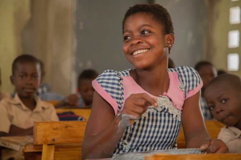 Girl in classroom - Nestle for better lives programme