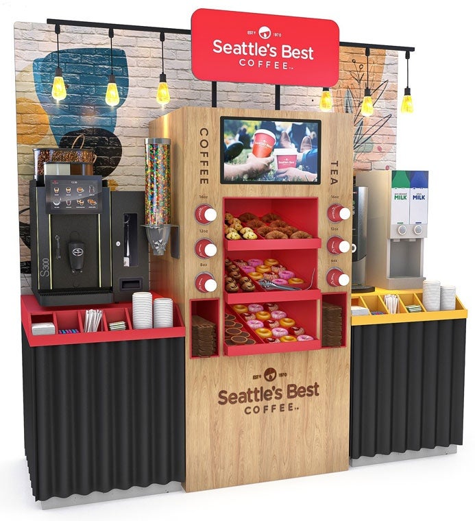 Seattle's Best Coffee machine in furniture
