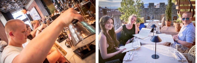 Toq winners making coffee and enjoying rooftop drink