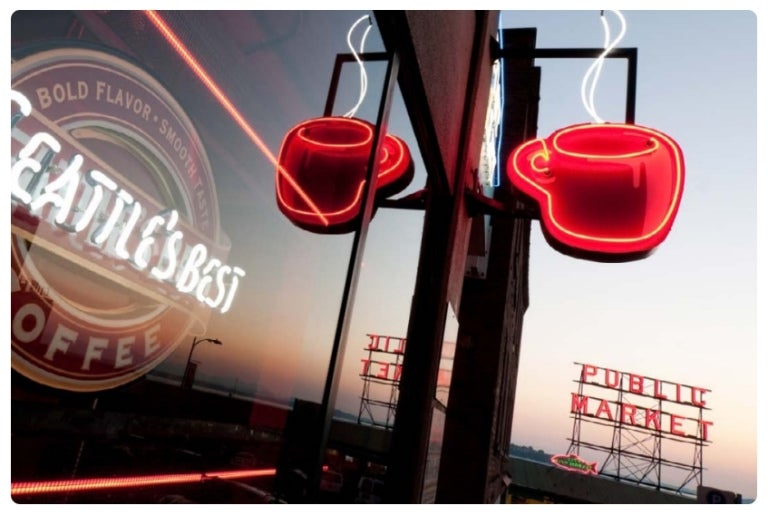 neon sign outside sbc coffee shop